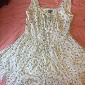 GAP Women’s Cream Dress with Blue Floral Print